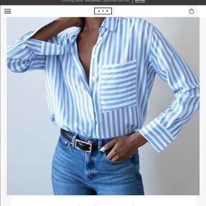 Ayr blue and white stripe “The Plunge Pool” blouse Size small
